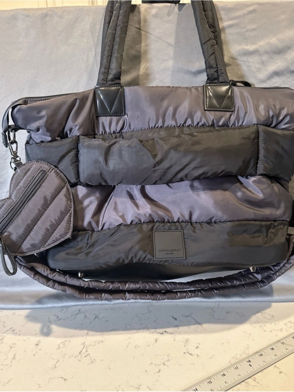 Cynthia Rowley Quilted Puffer Tote in Dark Gray